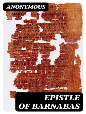 cover image of Epistle of Barnabas